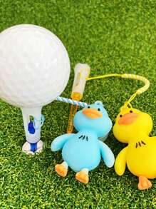 1 Piece With Cute Lost-Proof Golf Tee - Perfectly Decorated Bag & Durable Tournament, Cute Duck Pendant, Soft Glue Head Accessories, Ideal Gift For Golf Lovers - White/Blue/Yellow