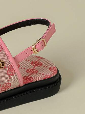 2025 Spring/Autumn Thick Sole Women's Braid Strap Pink Floral Bohemian Style Open Toe Comfortable Wedge Sandals, Slip-Resistant Summer Beach Wear, Plus Size 41-43