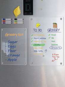 1pc 20*30cm Transparent 3D Magnetic Acrylic Fridge Memo Board, Erasable Handwritten Planner For Weekly & Monthly Use