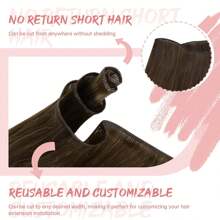 Genius Weft Human Hair Extensions Salon Quality Seamless Sew In Hair Extensions One Piece 50G Straight Hand Tied Invisible Genius Weft Easy To Style Real Human Hair - S6 - View 5