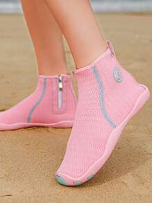 Quick Dry Non-Slip Water Shoes - Lightweight, Suitable For Beach, Swimming And Workout | Breathable Fabric With Rubber Sole, Unisex High-Top Beach Sneakers, Comfortable Anti-Slip Ventilated Quick-Dry Zipper Multifunctional Fitness Shoes For Men And Women Swimming And Surfing - Pink - View 3