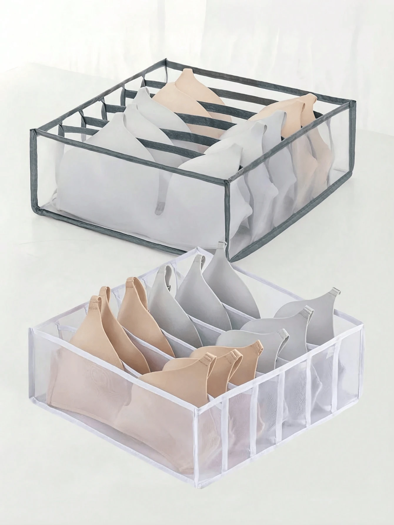1/2pcs Closet Clothing Storage Shelf, 6-Grid Bra/Underwear Organizer Box, Washable Drawer Cabinet Storage Box, Lingerie Folding Storage Bag - Multicolor - View 1