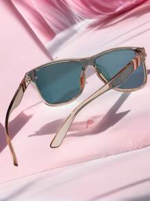 POLASUP 1pc Women's Streamlined Sunglasses With Metal Decoration, Personalized Gradient Reflective Five-Pointed Star Frame, Outdoor Cycling Sunglasses, Fashion Eyewear (With Anti-Lost Strap, Glasses Case, Cleaning Cloth) Fashionable Shade Elegant Outfit Family Outings Travel Vacation Holiday For Summer Beach Vacation, Outdoor, Travel - 香檳色 - 查看 5