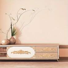 6 Stücke unfertige geschnitzte Eichenmöbel-Dekorationsleisten mit Blumenmuster, Holz Schrank Dekoration