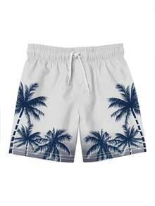 Pantalones cortos de playa de verano para hombres con estampado 3D de palmeras - Multicolor - Ver 3