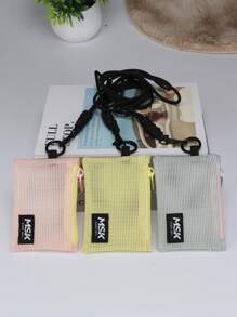 1pc Mesh Zipper Pouch Halter Small Items Organizer Bag, Can Store Coins, Cash, Cards, Lipstick, Keys For Women Wallet Mini Wallet Purse Wallet Wristlet Wallet Coin Wallet Travel Wallet - Multicolor - View 1