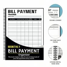 财务预算规划 - 四年每月账单管理，螺旋装订家庭支出计划 - 带有账单跟踪付款记录的清单 - 彩色 - 查看 2