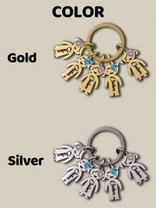 1 pieza Llavero personalizado con piedra natal, llavero personalizado con 1~5 nombres, llavero de acero inoxidable personalizado, oro/plata, regalo de llavero personalizado para hermanos, hermanas, amantes, familias, Día de la Madre, Halloween, Navidad, Colorido, Lindo, Adorable, Divertido, Kawaii, Y2K, Elegante, Unisex, Casual, Personalizado, Único, Personalizado, Regalos ideales para él, Regalos ideales para ella, Ella, Novio, Novia, Familia, Amigos