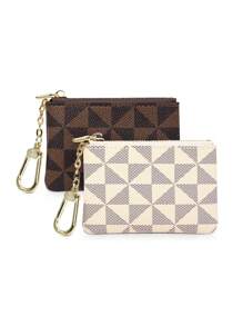 Coin Purse Mini Zip Key Chain Pouch Change Wallet Coin Pocket For Women Credit Card ID Key Headset Lipstick - Multicolor - View 2