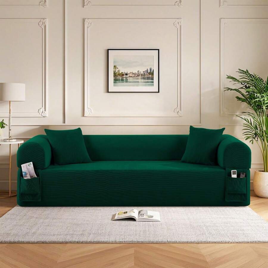 Floor Sofa Sofa-In-A-Box, No Installation & Easy To Transport Memory Foam With Individual Pocket Springs Seat - màu xanh lá - Xem 1