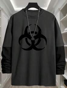 Long Sleeve T-Shirt Lead Streetwear Model: "Toxic Symbol" - Tumblr Style/Special Launch - 深灰色 - 查看 1