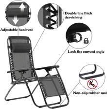 2 Sillas tumbona Silla Reclinable de Gravedad Cero 2 unidades para Jardín, Terraza, Piscina, Playa y Balcón – Tumbona Plegable Ergonómica con Respaldo Ajustable hasta 165° y Sistema de Bloqueo – Estructura de Acero Resistente con Capacidad de Carga de 120 kg – Tejido Transpirable para Máximo Confort – Silla de Descanso Portátil y Ligera con Reposacabezas Desmontable y Protección Antideslizante para Uso en Exteriores