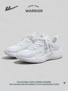 WARRIOR 1 双女式运动风格网眼透气轻便软底运动鞋，休闲厚底低帮户外跑步鞋，男女通用 - 白色 - 查看 4