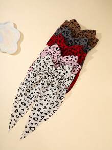 1/2 件豹纹超大蝴蝶结发夹，带织物丝带，复古风格顶夹，适合优雅马尾辫，时尚发饰，适合日常使用