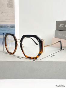 Novos Óculos de Moda Vintage com Lentes Planas Bicolores Estilo Olho de Gato Minimalista de Metal, Adequados para Mulheres, Homens, Uso Diário, Festa, Estilo de Rua, Casual ao Ar Livre, Personalizado