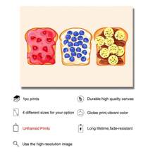 1pc Unframed Bread Food Wall Art Kitchen Poster Horizontal Canvas Print Minimalist Aesthetic Decor Vintage Painting For Dorm,Apartment,Modern Home Decoration