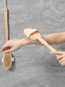 1pc Detachable Bamboo & Wood Bath Scrubber With Soft Bristles For Exfoliating & Massage Home Bathroom Decor Summer Back To School