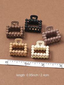 30pcs Small Size Black, White & Brown Pom Pom Square Hair Clips For Ponytail,Hair Accessories,Hair Claw,Claw Clips,Hair Clutch,Hair Jaw Clip Fall Winter For Vacation Outfits Woman