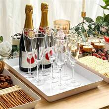 Bandeja de Servir de Plástico Resistente com Bordas, Não Quebra Facilmente, Prato para Exposição de Comida Marinada/Panela Quente, Uso Comercial, Adequado para Lanches, Frutas, Sobremesas - Ótimo para Cozinha, Festas e Organização de Armazenamento