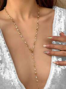 1 chiếc vòng cổ dài đính đá pha lê nhiều màu sắc thời trang, thanh lịch và gợi cảm, thích hợp cho kỳ nghỉ hè, hẹn hò, tiệc tùng, quà tặng Giáng sinh, đa năng để đeo hàng ngày - Bạc - Xem 5