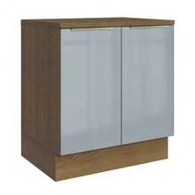 Gabinete Bajo Cocina Madesa Lux 3 Cajones 70cm Y Encimera Mg - Marrón y Gris - Ver 1