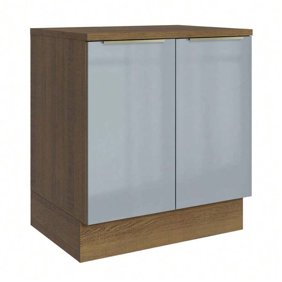 Gabinete Bajo Cocina Madesa Lux 3 Cajones 70cm Y Encimera Mg - Marrón y Gris - Ver 1