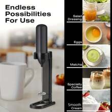 1 pieza Espumador de leche eléctrico, Espumador de leche mini con soporte, Espumador de leche eléctrico de mano, Batidora eléctrica a pilas (pilas no incluidas), Batidora de bebidas con soporte, Batidora de café de mano, Batidora eléctrica inalámbrica, Apto para latte, capuchino, batidos, chocolate caliente y talla grande, Espumador de leche portátil, Esencial para volver al colegio