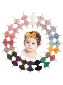 20pcs Morandi Color Solid Color Bow Headbands, Ultra Soft Nylon Hair Bands For Baby And Toddler