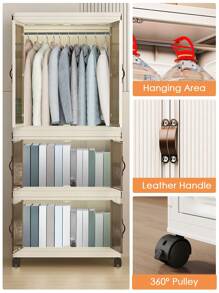 Portable Closet Wardrobe, Folding Cabinet With Hanging Rod And Door, Closet Hanging Organizer Bedroom Armoire Portable Closets For Hanging Clothes, Stackable Storage Box Easy Assemble, Large Capacity Closet Storage For Bedroom, Living Room, Home Decor Apartment Essentials Home Essentials Room Decor Clothes Organizer Closet Organization And Storage Bedroom Decor Clothes Storage Dresser For Bedroom Dorm Room Essentials College Wardrobe Closet Furniture Closet Door Kitchen Cabinet Storage Toy Box Storage Cube Organizer Laundry Room Organization Clear Stackable Storage Drawers - 白色 - 查看 6