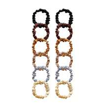 12个装缎面发圈，丝滑弹力细发绳，纯色发圈，马尾辫发绳，女士女孩发饰，两种尺寸混色，感恩节教师节圣诞礼物，秋冬季发饰，返校季日常学生发饰