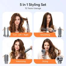 Haarlosy Black 5-In-1 High-Speed Negative Ionic Hair Dryer – A Professional, Intelligent Hair Dryer With Constant Temperature, Supporting 4 Temperature And 2 Fan Speeds. It Features A Magnetic Nozzle, Operates Quietly, And Is Compact And Lightweight. - EU C Type Plug(220-240V) - View 3