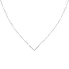 1 pieza Collar minimalista con cadena en forma de V para la clavícula, adornado con rhinestones, collar de acero inoxidable - Plateado - Ver 5