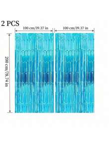 4 件装铝箔窗帘背景红色金属丝箔流苏窗帘照片亭道具适用于生日婚礼订婚婴儿洗礼单身派对圣诞节节日庆祝派对装饰、毕业典礼、性别揭晓、迪斯科派对 - 紅色 - 查看 10
