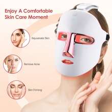LED Face Mask - 7 Color Light Therapy For Facial Skin Care, Wrinkle Reduction And Acne Improvement - White - View 4