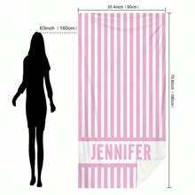 1pc Custom Text Beach Towel, Strong Water Absorption, Suitable For Swimming Pool, Camping Trip, Extremely Comfortable,Multi-Functional,Adjustable, Ornamental,Reusable,Breathable,Exquisite,Adorable,High-Quality,Modern,Colorful,Cute,Comfortable,Stylish,Soft,Custom,Personalized,Unique,Ideal Gifts For Him,Ideal Gifts For Her,Boyfriend,Girlfriend,Dad,Mom,Family,Friends,Son,Daughter,Office,Tea Room,School,Home,Home Refresh,Customized Beach Towels