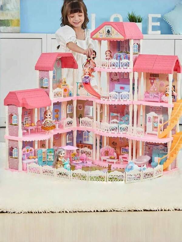 Jouets pour enfants Maison de jeu Petite fille Enfant 5 Château de villa princesse Maison de poupée fille 3 Cadeau d'anniversaire 6