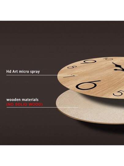 1pc 10 16 Inch Minimalist Faux Wood Texture Wooden Wand Klok Battery Powered, Round Silent Non Ticking Clock, Living Room, Bedroom, Kitchen, Home ation, /Holiday out Battery) Room Bedroom Dormitory Back To School Surprise Supplies view 9