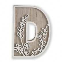 1 pieza Letra del alfabeto tallada con flores de 4.9 pulgadas de madera rústica - Decoración única de habitación, arte de pared, decoración de boda, estilo país francés para el hogar - Blanco - Ver 14