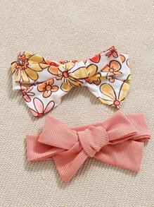 女婴四件套春夏竖条纹印花连体衣及配套发带，粉色 - 彩色 - 查看 8