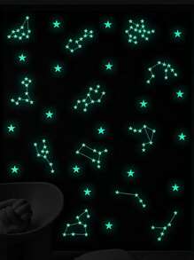 1 套星座夜光墙贴，适用于客厅、卧室、走廊墙壁装饰、儿童房墙贴、天花板夜光星星贴纸、家居墙壁装饰发光贴纸个性化贴纸 - 彩色 - 查看 4