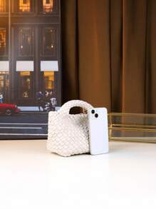 Geantă mini coș țesătă manual, geantă de mână asortată mamă-fiică, posetă la modă pentru femei