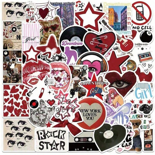 50Pcs Y2k Stickers Cool Downtown Decal 80s 90s Aesthetic Graffiti Stickers Y2k Gift Stickers Art Stickers Vinyl Stickers For Laptop Skateboard Journal Notebook Computer Phone Cup Guitar Luggage Etc, School Supplies, Back To School