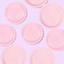 10pcs Peach Pink Solid Color Party Paper Plates, Round/Scalloped Disposable Plates, 7 Inch/9 Inch Peach Pink Solid Color Party Plates To Enhance Party Atmosphere, Suitable For Birthday Parties, Picnics, Family Gatherings, New Year Celebrations, Valentine's Day - Multicolor - View 7