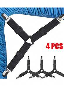 4 pièces de fixations élastiques ajustables pour draps/couettes/couvertures, pinces de fixation extensibles de forme triangulaire pour draps, housses de matelas, coussins de canapé, pinces pour couette, pinces métalliques