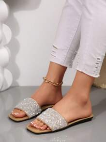 Elegant Women's Sandals, Offering Ultimate Comfort With Soft Soles, Colorful Stylish Design, Sparkling Rhinestone Decor, Suitable For Everyday Wear, Fashionable And Comfortable Shoe Choice For Women