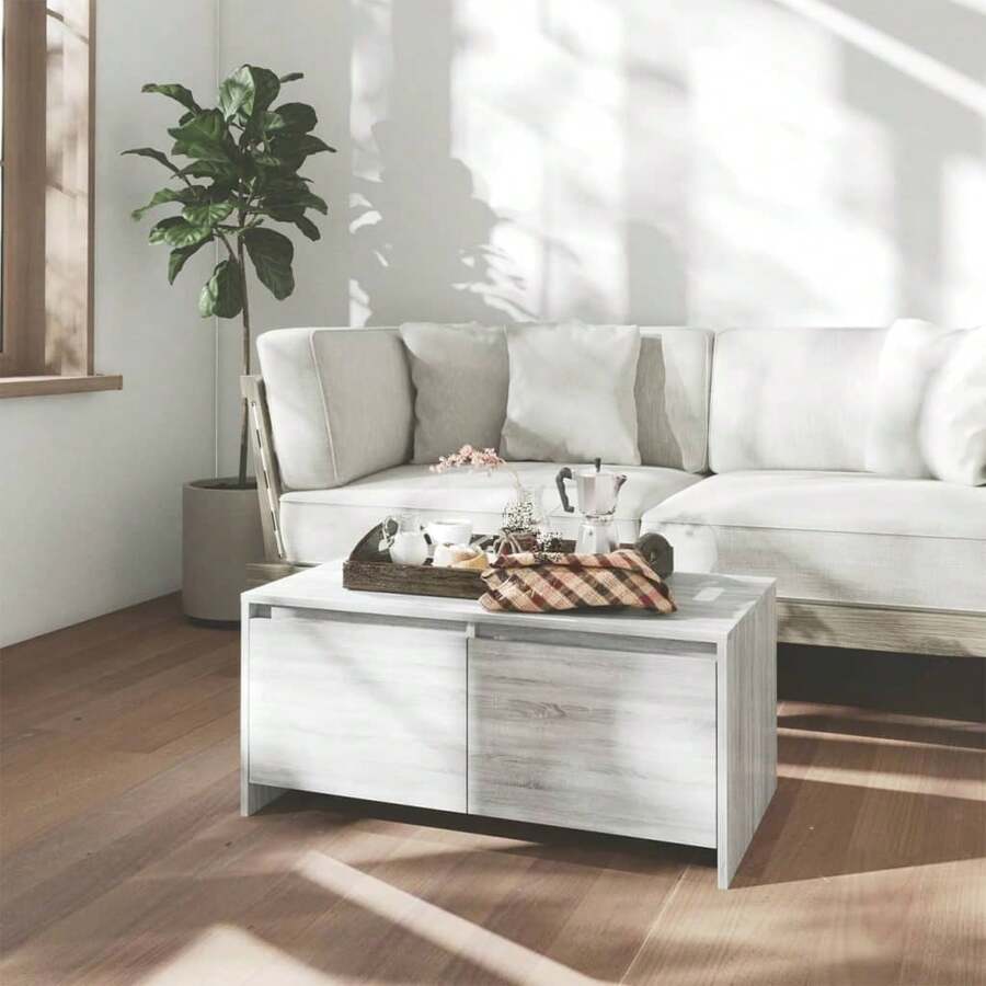 vidaXL Tavolino da Salotto Grigio Sonoma 90x50x41,5 cm in Truciolato - Grigio - Visualizzare 1