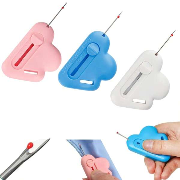 1PC 2-In-1 Adjustable Seam Guide With Built-In Seam Ripper, 2025 New Magnetic Seam Guide For Sewing Machine, 2 In 1 Needle Threader Seam Ripper For Craft Lovers
