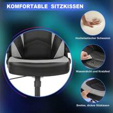 Sedia da gioco - Sedia da gioco ergonomica, sedia da gioco girevole regolabile in pelle PU con braccioli pieghevoli, adatta per casa, ufficio, ecc.