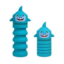 Astuccio per matite retrattile e creativo come regalo, a forma di simpatico cartone animato di squalo/orso, portapenne multifunzionale in silicone, lavabile, accessorio essenziale per il ritorno a scuola
