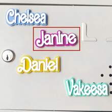 1pc Custom Acrylic Refrigerator Magnet, Double-Layer Personalized Name Tags In Blue, Pink, Yellow, And Green, Ideal For Decorating Cabinets And Boxes, Perfect Gift For Family, Colleagues Or Friends, Name Magnet,Playful Design, Vibrant Colors, Magnetic Name Tags,Delicate Romance - Fridge Magnets - View 13